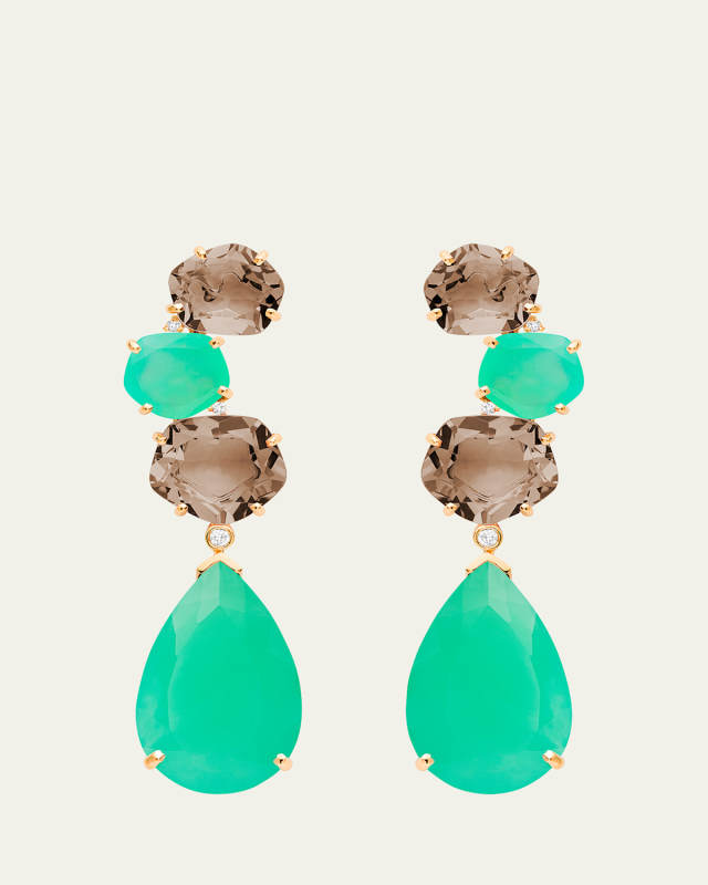 Diana Smokey Quartz and Chrysoprase Earrings in 18K Rose Gold